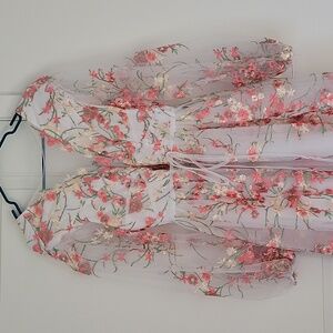 Pink And White Floral Ball Gown